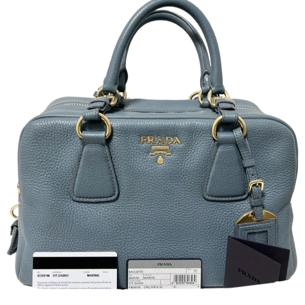 Prada Blue Leather Handbag